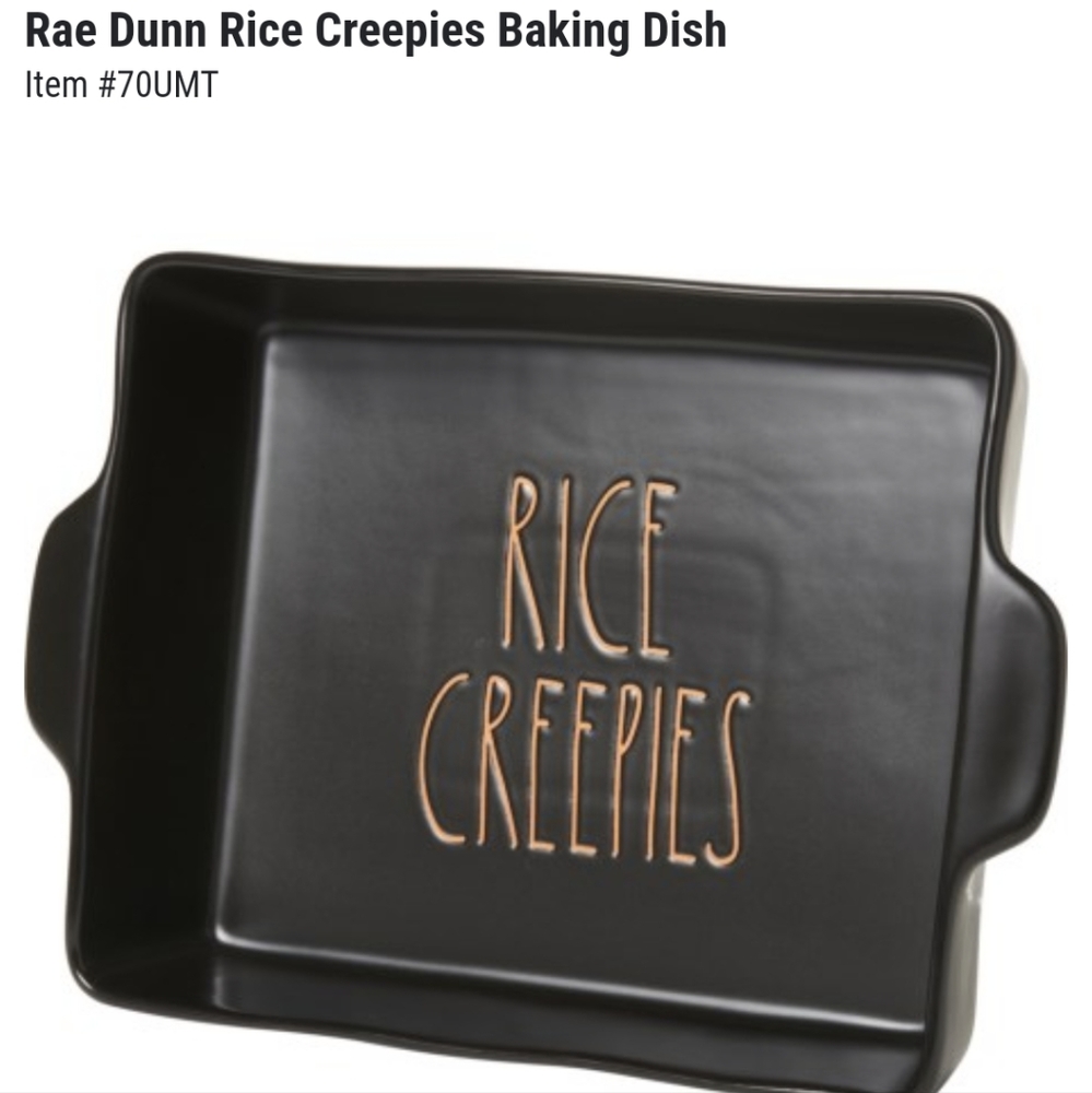 New Halloween RICE CREEPIES Baking Dish Rae Dunn